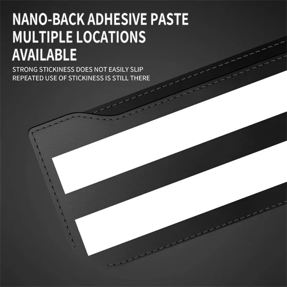 PU Leather Car Storage Bag Multi-Functional Mesh Pouch Adhesive Phone Holder for Vehicle Interior Organization - Orange - 3