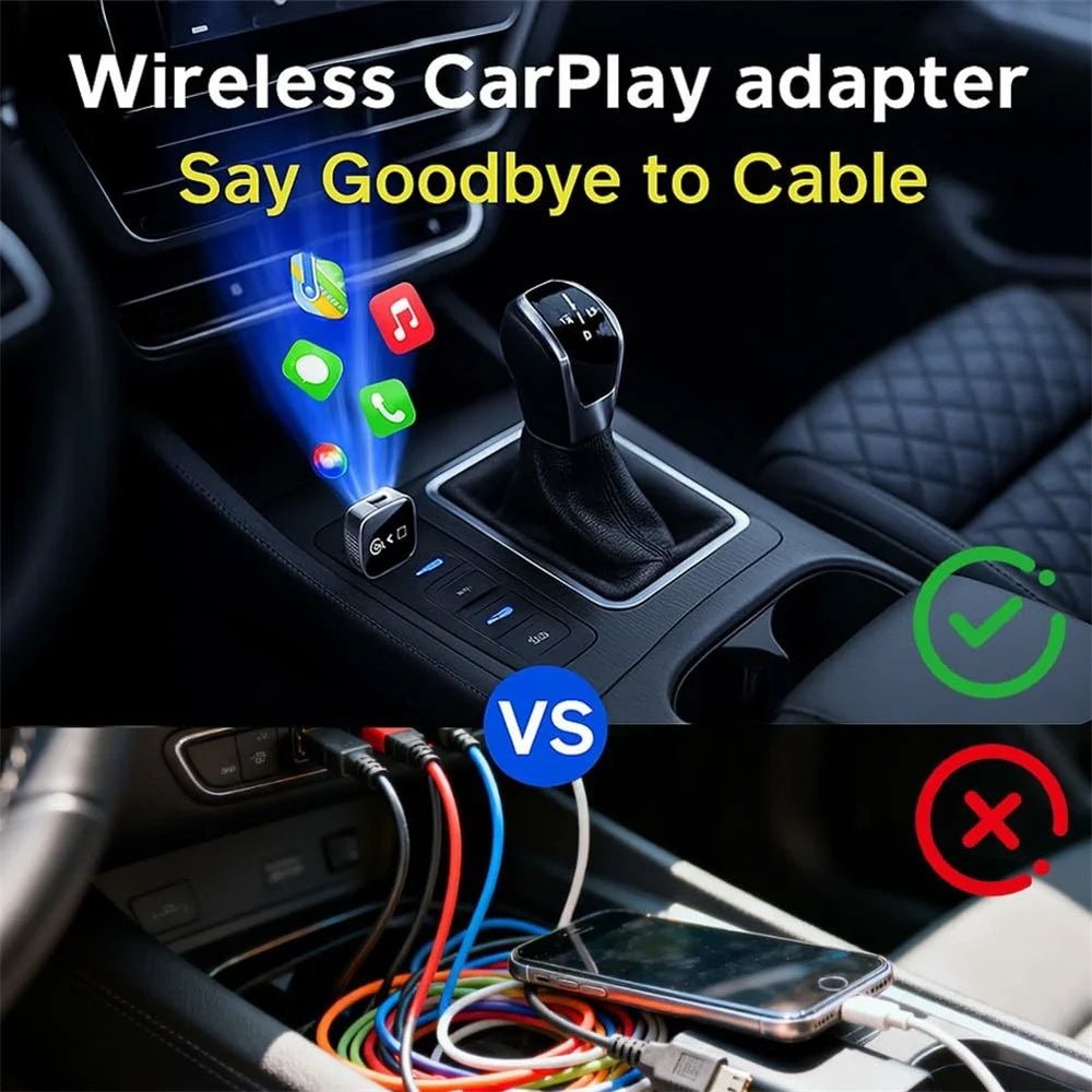 Q1AS 3 in 1 Airplay Smart AI Box for Apple CarPlay Android Auto Wired to Wireless Adapter - Silver - 4
