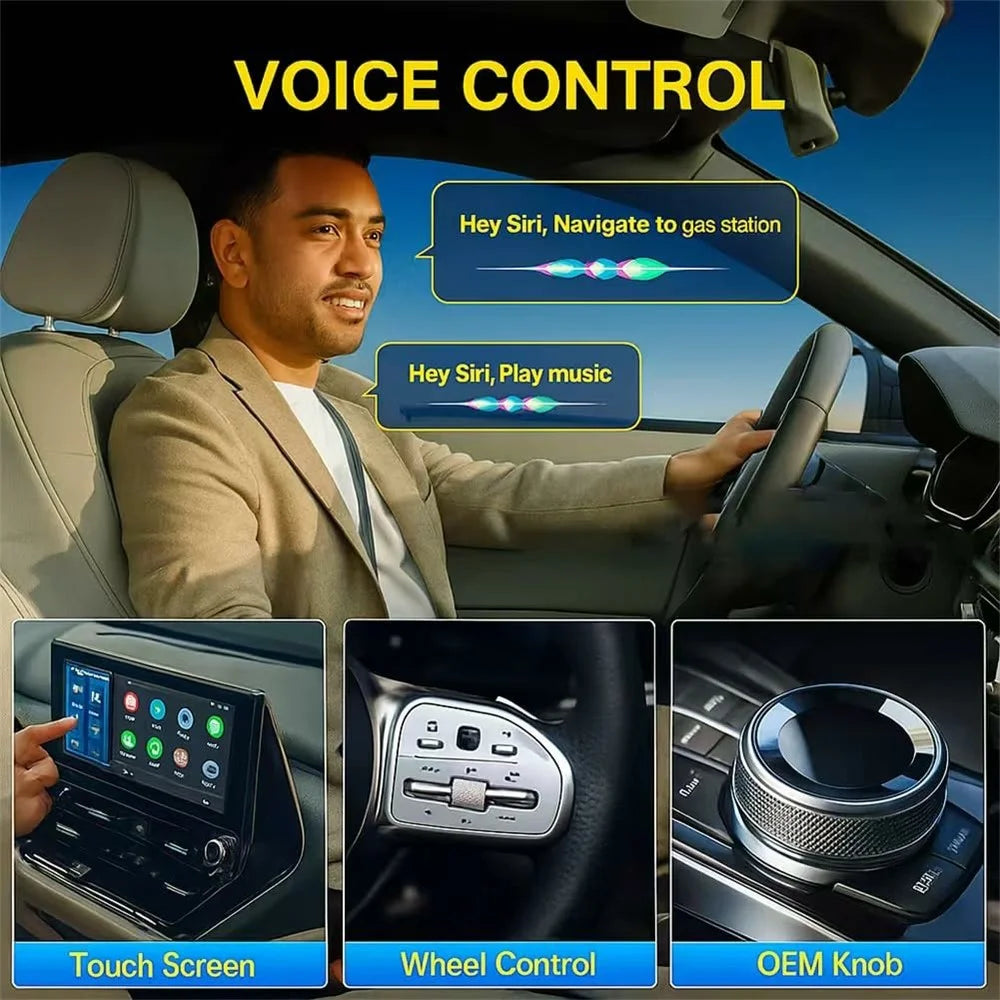 Q1AS 3 in 1 Airplay Smart AI Box for Apple CarPlay Android Auto Wired to Wireless Adapter - Silver - 7