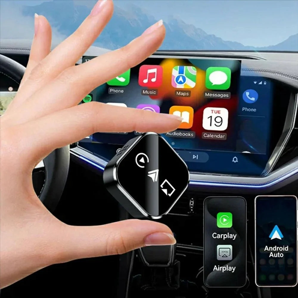 Q1A 3 in 1 Airplay Smart AI Box CarPlay Android Auto Wireless Bluetooth-compatible Adapter - Black - 3