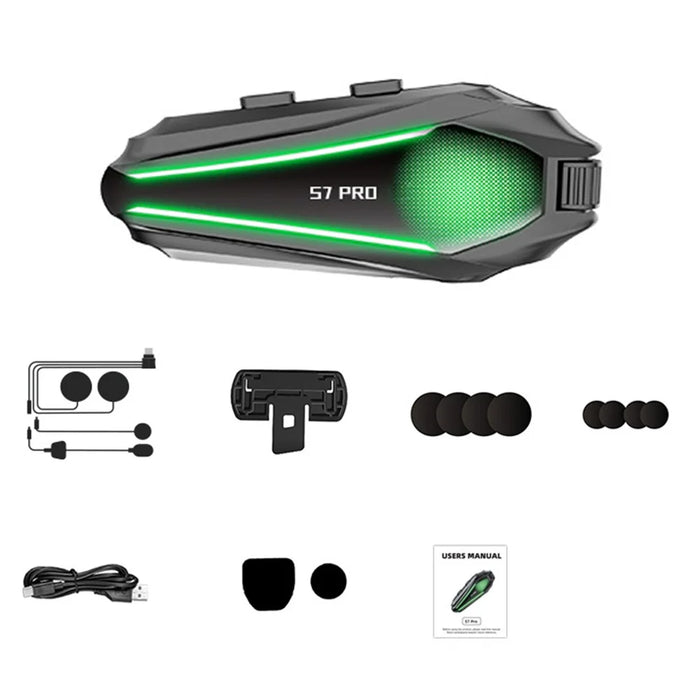 S7 PRO Motorcycle Helmet IP67 Waterproof Bluetooth-Compatible Headset Intercom with 2 in 1 Mic - 1