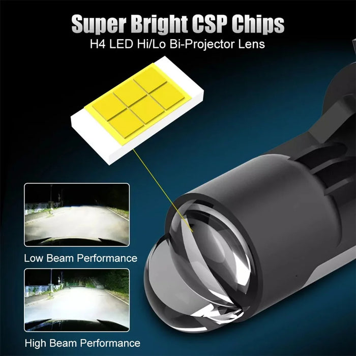H4 Dual Beam Car LED Headlight High Power Focused Light for Motorcycles and Automotive - 6
