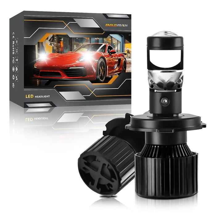 N1 For H4 High Power LED Headlight Bulb Dual Copper Tube Mini Lens 65W 6500LM 6000K CSP Chip - 1