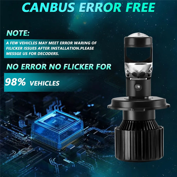 N1 For H4 High Power LED Headlight Bulb Dual Copper Tube Mini Lens 65W 6500LM 6000K CSP Chip - 6