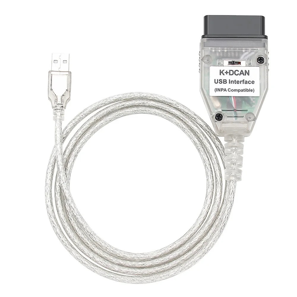K + DCAN K-CAN FTDI Chip for E60 / E61 / E83 / E81 / E87 OBD2 Auto Car Diagnostic Tool OBD 2 Scanner USB Interface Cable - White - 1