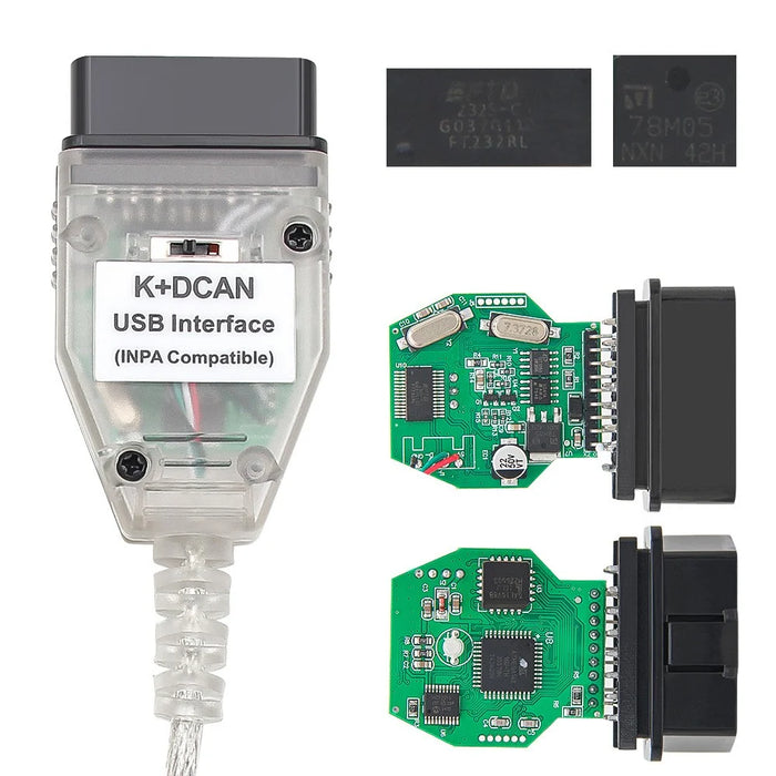 K + DCAN K-CAN FTDI Chip for E60 / E61 / E83 / E81 / E87 OBD2 Auto Car Diagnostic Tool OBD 2 Scanner USB Interface Cable - White - 6
