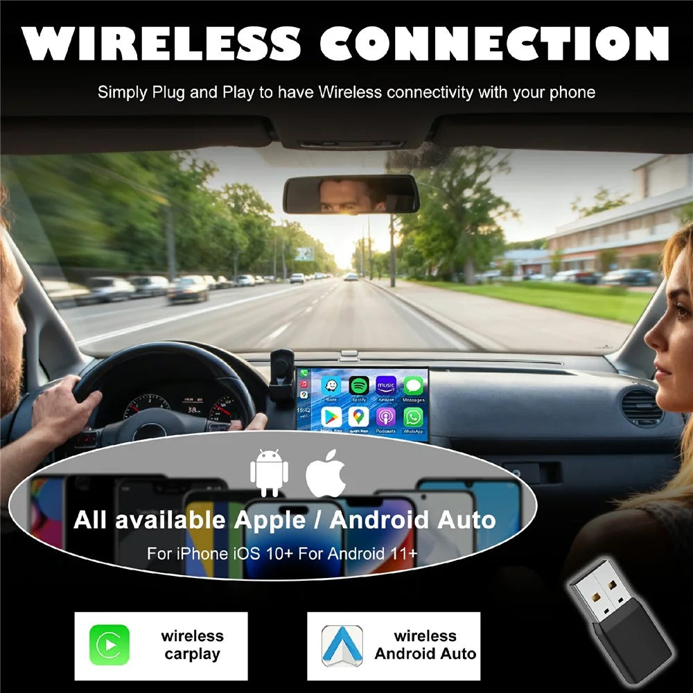 CP022 Wireless CarPlay Adapter Android Auto Converter Wired to Wireless Car Play Dongle Plug Play USB Adapter - 2