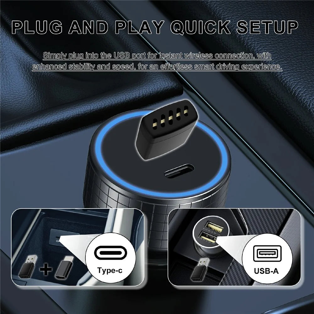 CP022 Wireless CarPlay Adapter Android Auto Converter Wired to Wireless Car Play Dongle Plug Play USB Adapter - 6
