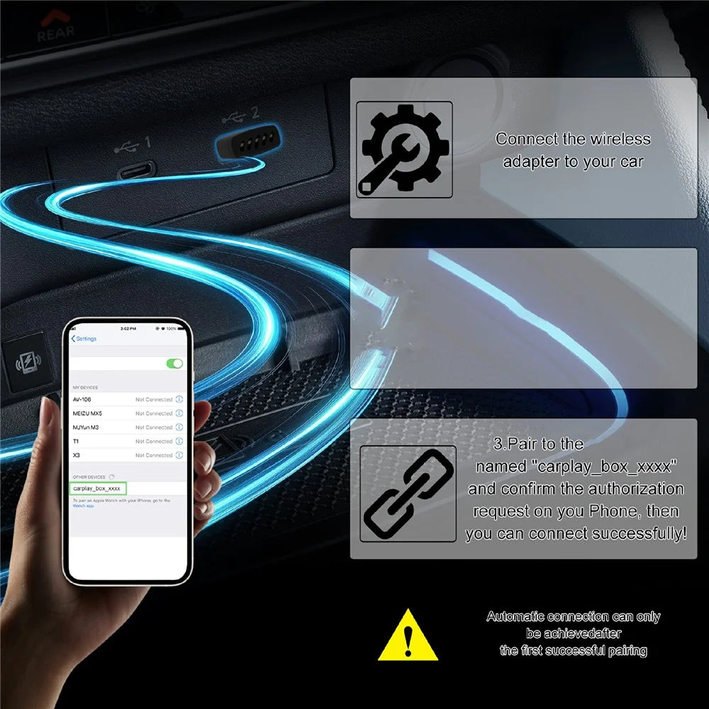 CP022 Wireless CarPlay Adapter Android Auto Converter Wired to Wireless Car Play Dongle Plug Play USB Adapter - 7