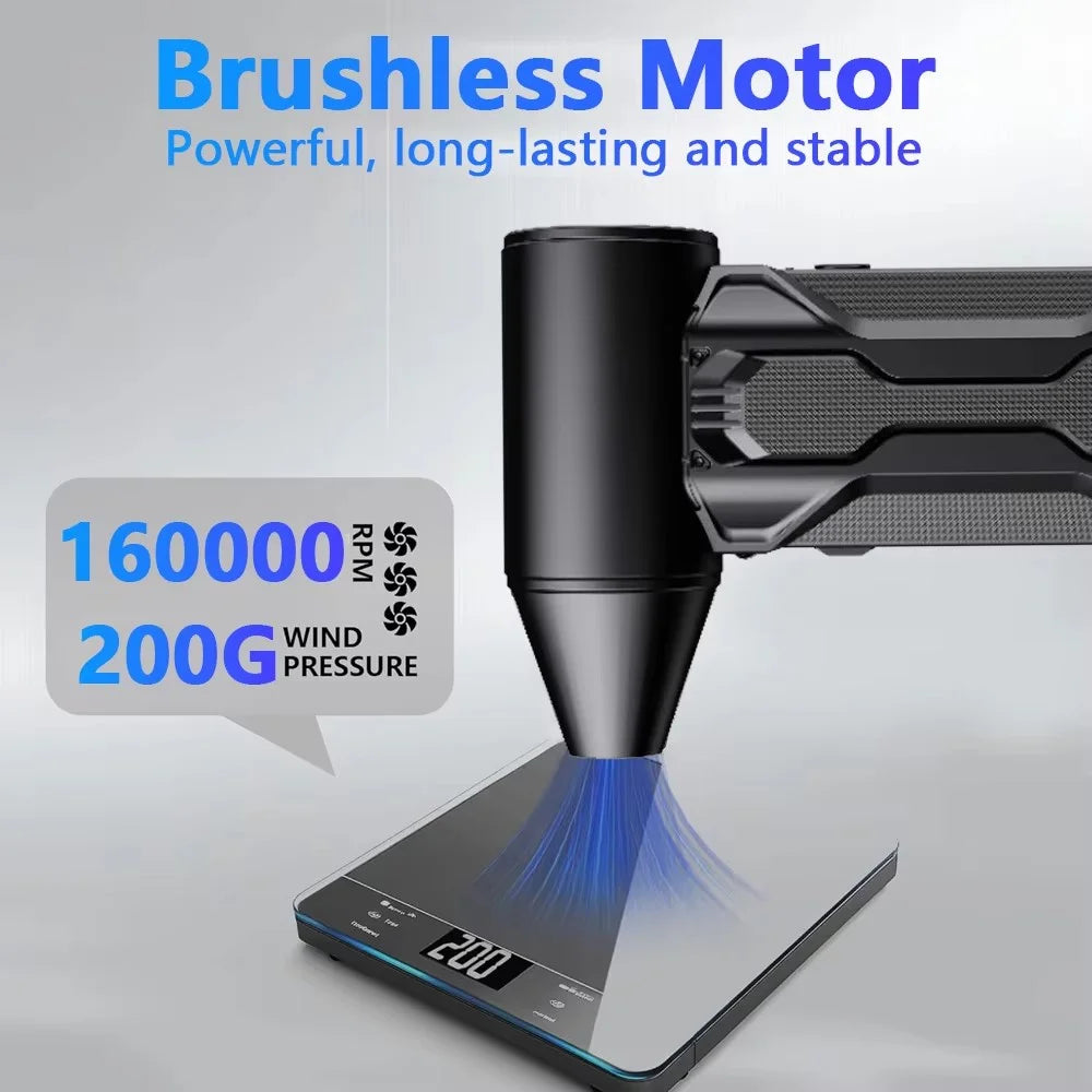 160000 RPM Turbo Fan Blower Portable Wireless Dust Blower with LED Light 5000mAh Rechargeable Air Blower - 5