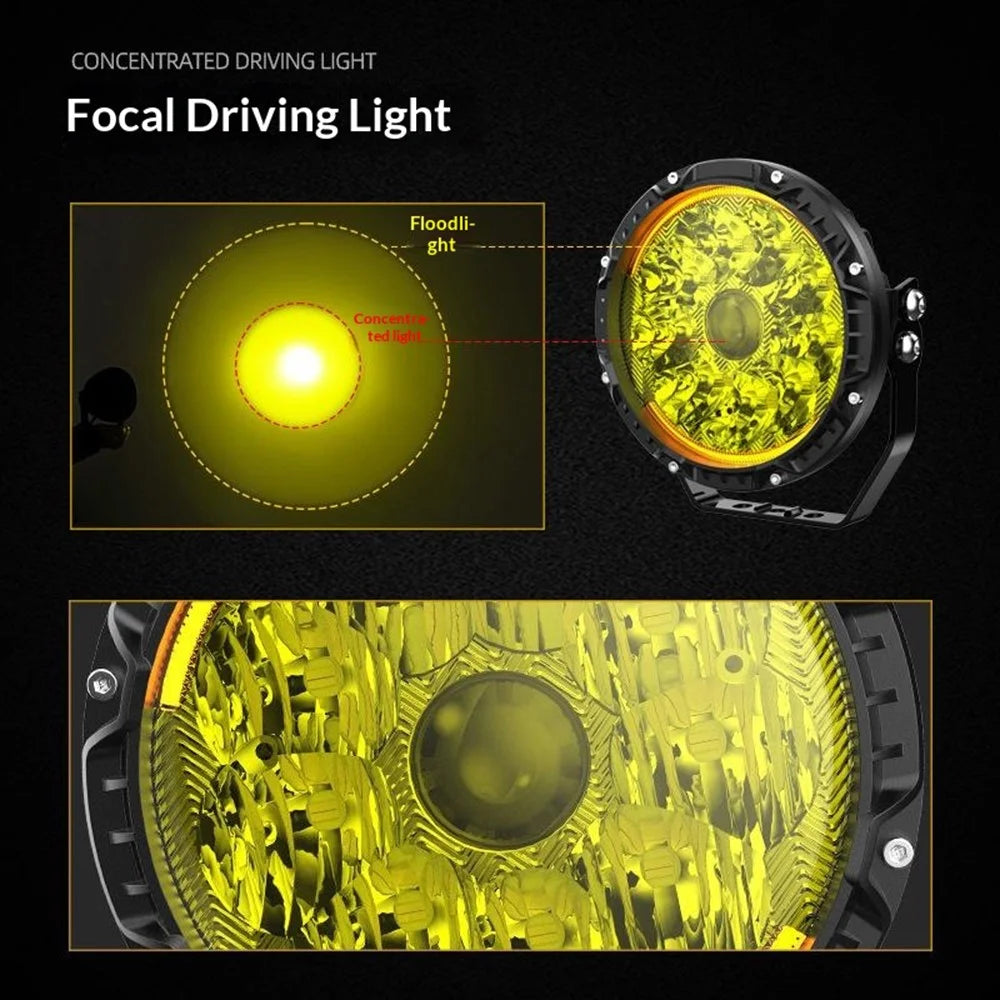 5 Inch LED Spotlight High Power Laser Beam Light Off-road Vehicle Modified Parts for Motorcycle Car - Yellow Light / Lamp Cover - 6