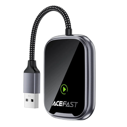 ACEFAST QC1 USB-A CarPlay Wireless Adapter for Apple CarPlay  /  Android Auto Wire to Wireless Converter - Metal Gray - 1