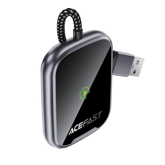 ACEFAST QC1 USB-A CarPlay Wireless Adapter for Apple CarPlay  /  Android Auto Wire to Wireless Converter - Metal Gray - 2