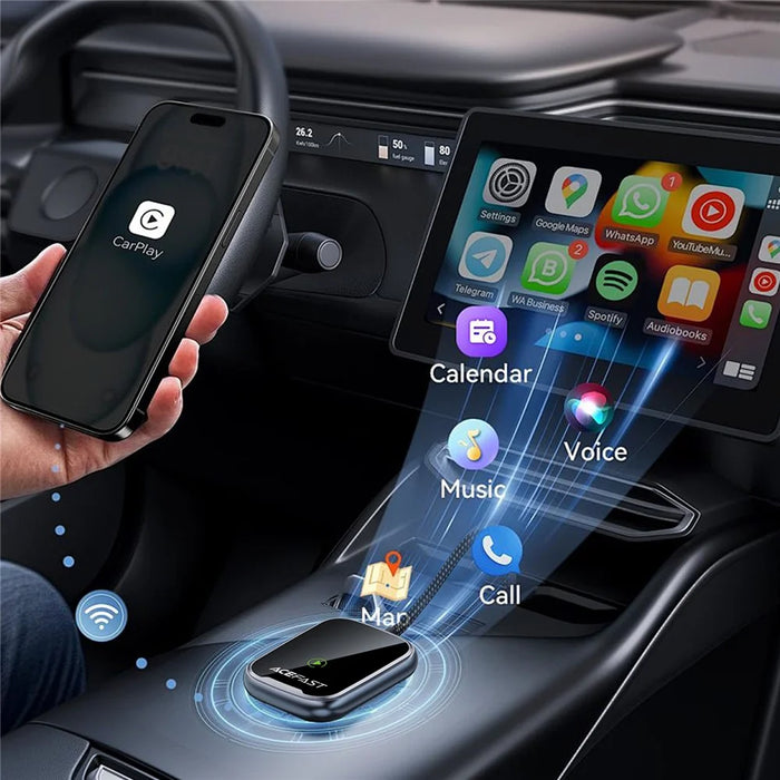ACEFAST QC1 USB-A CarPlay Wireless Adapter for Apple CarPlay  /  Android Auto Wire to Wireless Converter - Metal Gray - 5