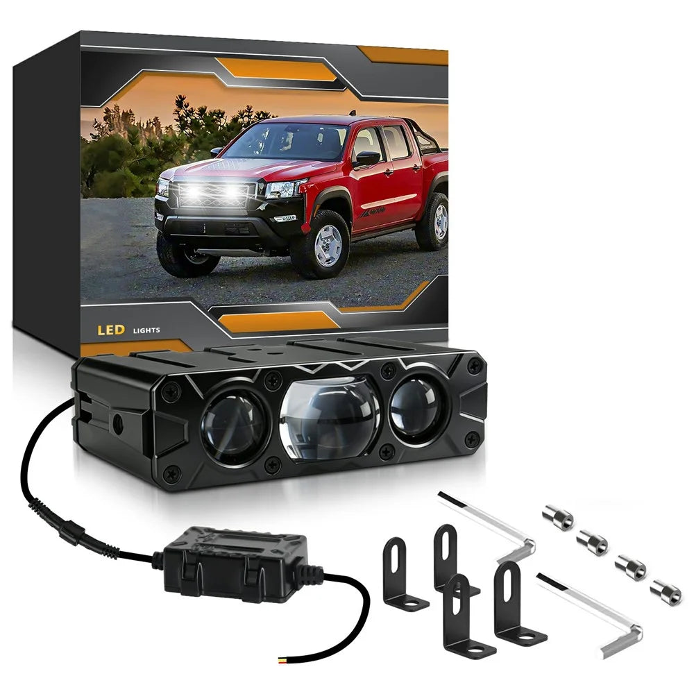 M5 90W High Power Car Grille Light High Low Beam IP68 Waterproof Triple Lens LED Spotlight - 1