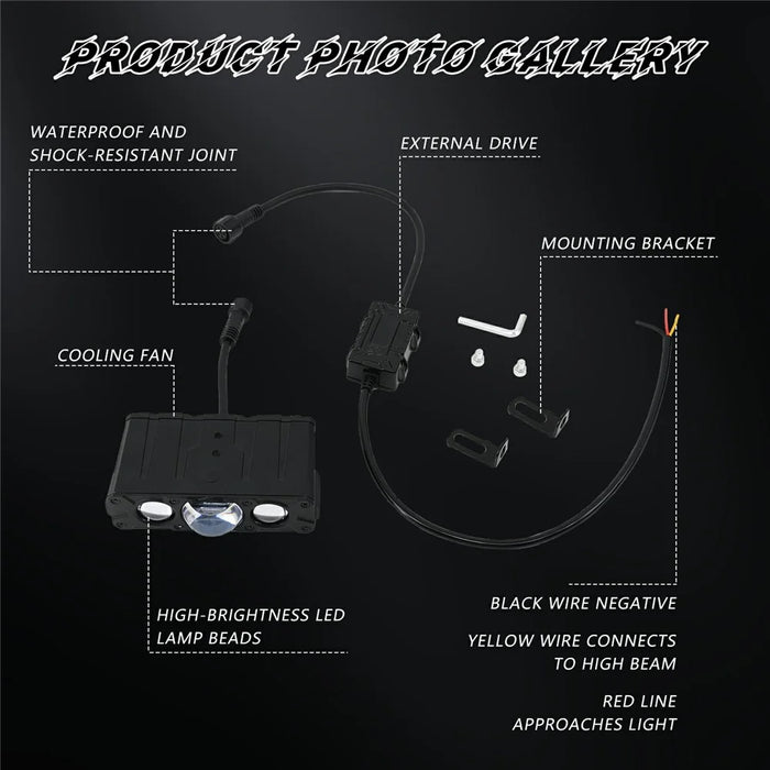 M5 90W High Power Car Grille Light High Low Beam IP68 Waterproof Triple Lens LED Spotlight - 6
