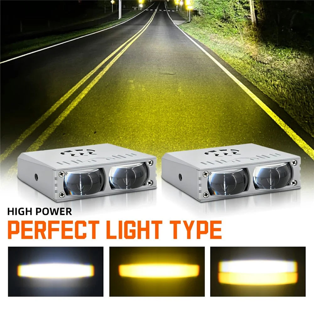 S10 1Pc 35W 2-LED Ultra Thin Car Grille Light with Cooling Fan Dual Color Motorcycle Auxiliary Driving Lamp - 2