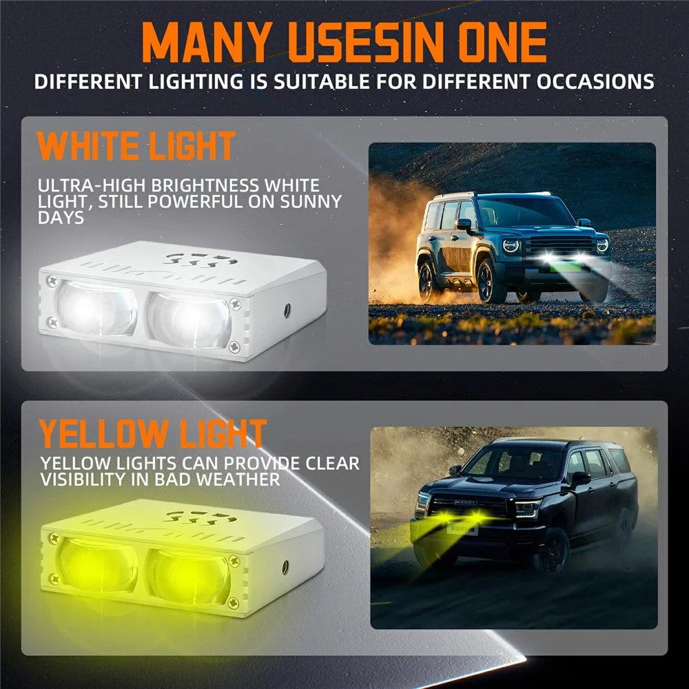 S10 1Pc 35W 2-LED Ultra Thin Car Grille Light with Cooling Fan Dual Color Motorcycle Auxiliary Driving Lamp - 3