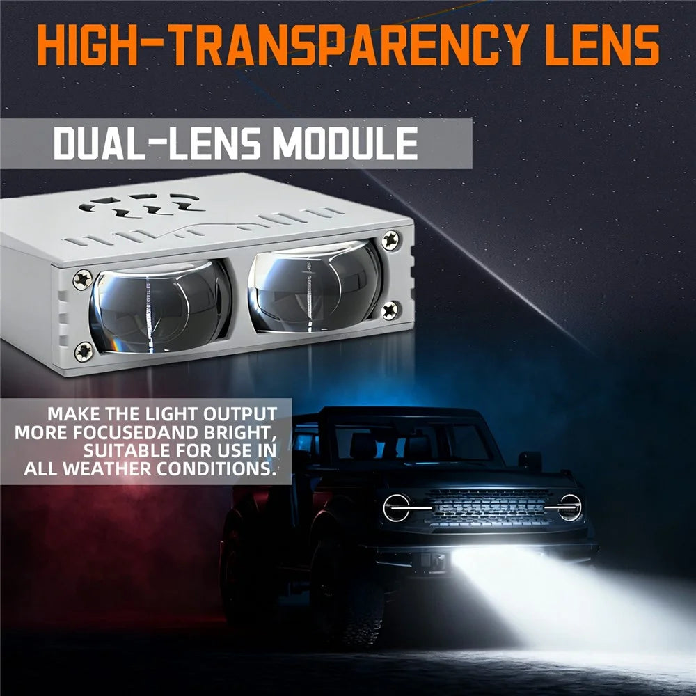 S10 1Pc 35W 2-LED Ultra Thin Car Grille Light with Cooling Fan Dual Color Motorcycle Auxiliary Driving Lamp - 4