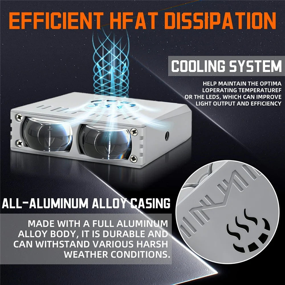 S10 1Pc 35W 2-LED Ultra Thin Car Grille Light with Cooling Fan Dual Color Motorcycle Auxiliary Driving Lamp - 6