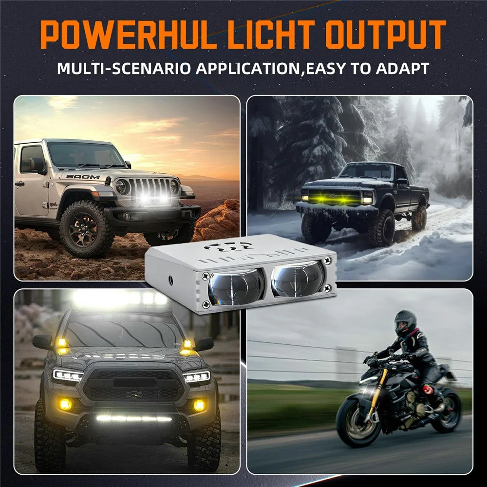 S10 1Pc 35W 2-LED Ultra Thin Car Grille Light with Cooling Fan Dual Color Motorcycle Auxiliary Driving Lamp - 7