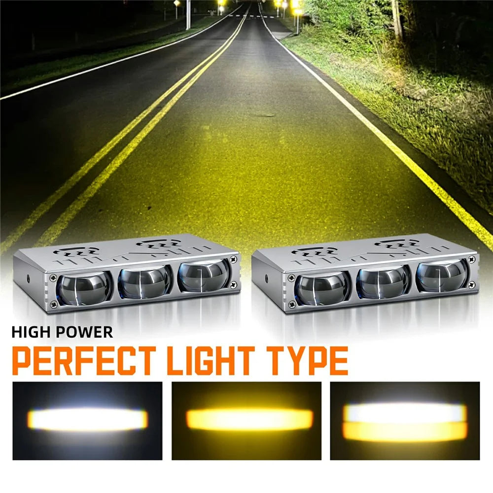 S10 1Pc 45W 3-LED Ultra Thin Car Grille Light with Cooling Fan Dual Color Motorcycle Auxiliary Driving Lamp - 2