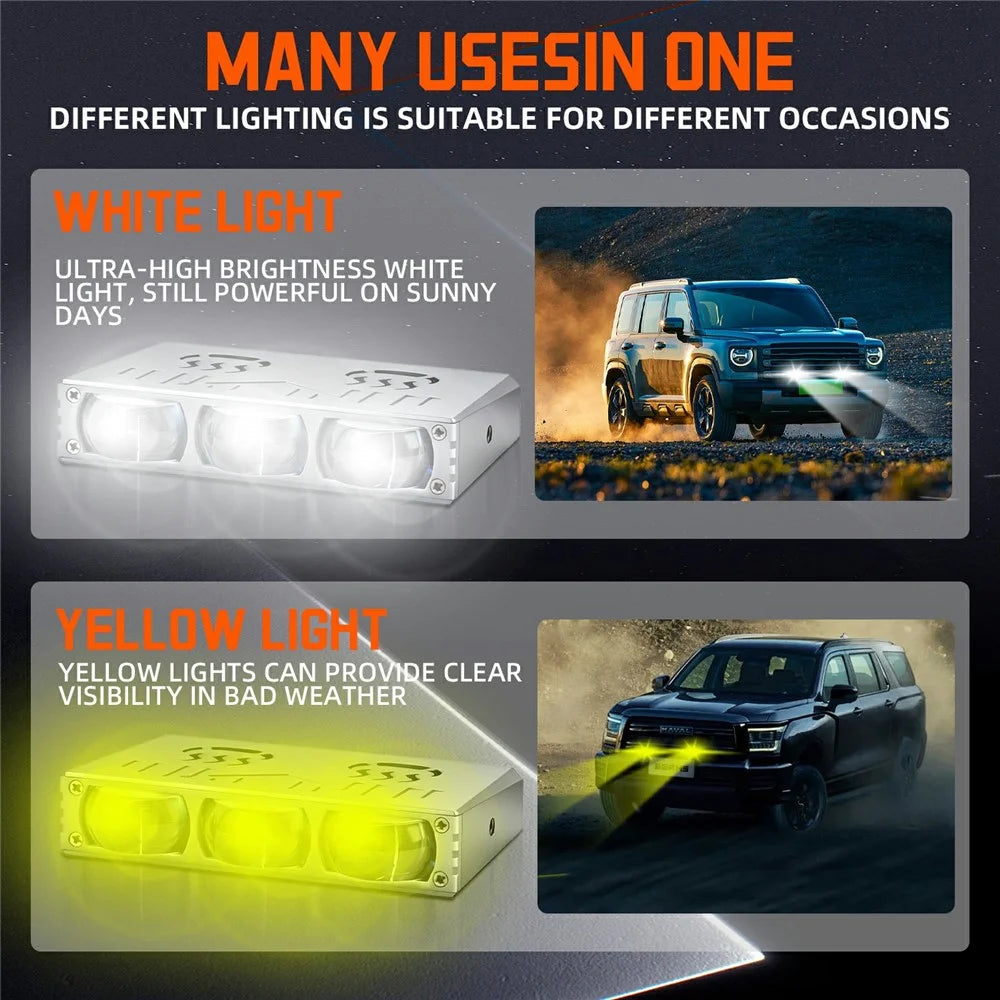 S10 1Pc 45W 3-LED Ultra Thin Car Grille Light with Cooling Fan Dual Color Motorcycle Auxiliary Driving Lamp - 3