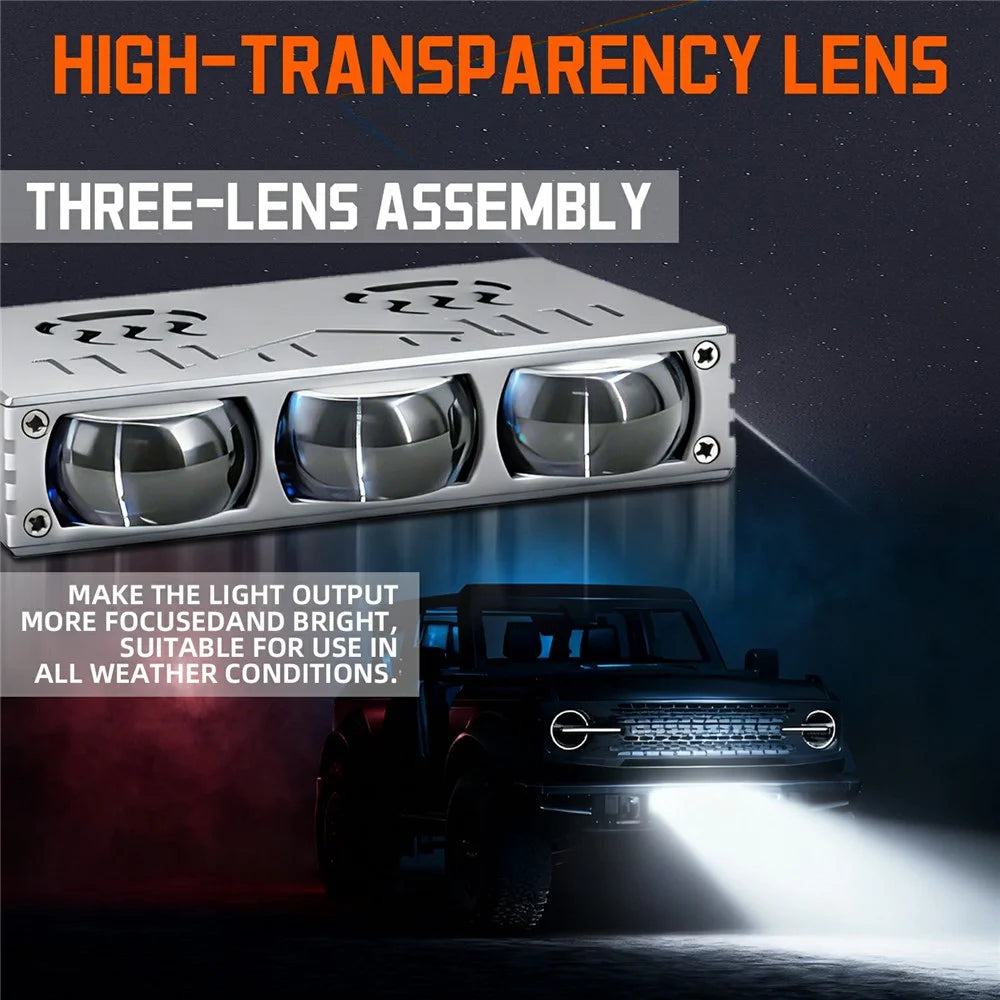 S10 1Pc 45W 3-LED Ultra Thin Car Grille Light with Cooling Fan Dual Color Motorcycle Auxiliary Driving Lamp - 4