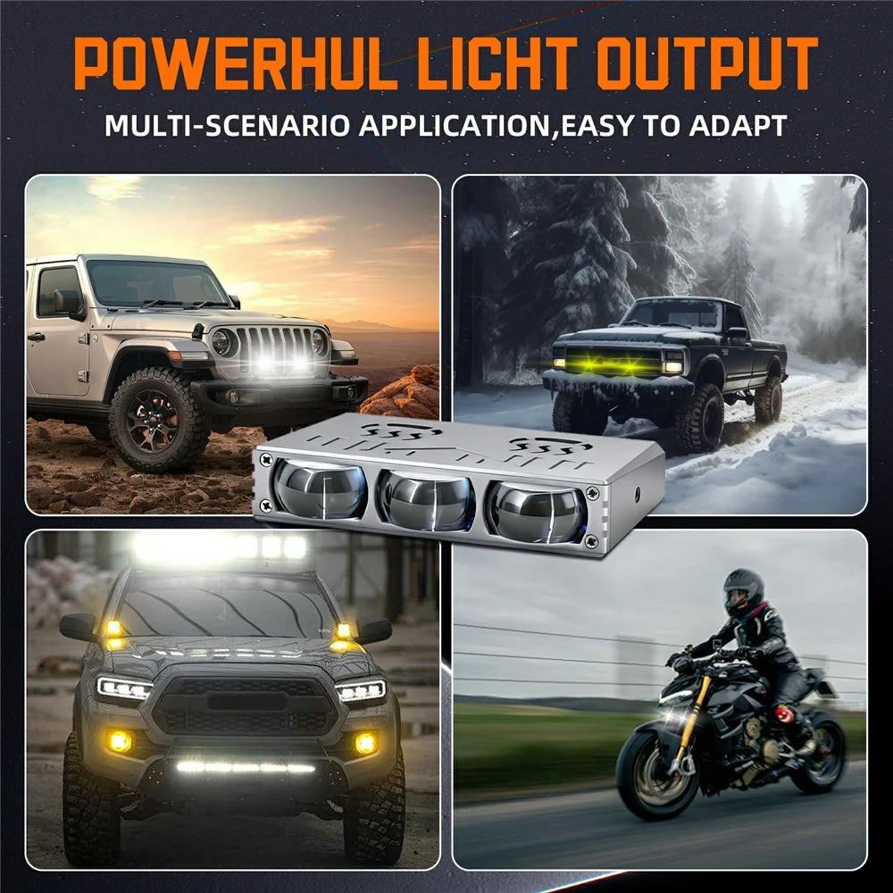 S10 1Pc 45W 3-LED Ultra Thin Car Grille Light with Cooling Fan Dual Color Motorcycle Auxiliary Driving Lamp - 7
