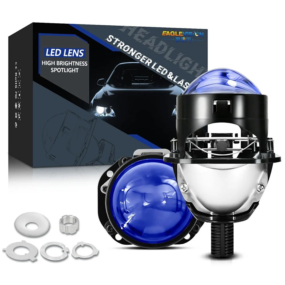 T02 1Pc 2.5 Inch Blue Film Lens Glare Free High Brightness Spotlight High Low Beam Car Headlight - 1