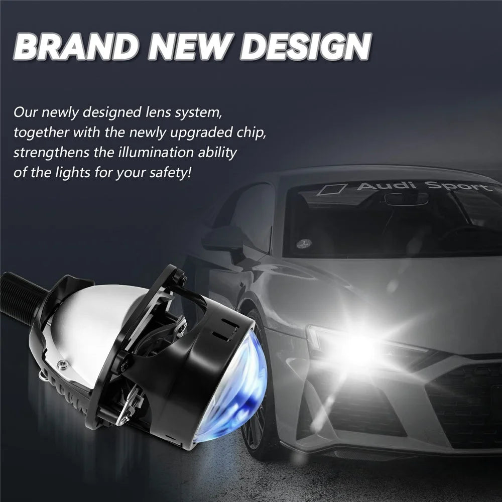 T02 1Pc 2.5 Inch Blue Film Lens Glare Free High Brightness Spotlight High Low Beam Car Headlight - 2