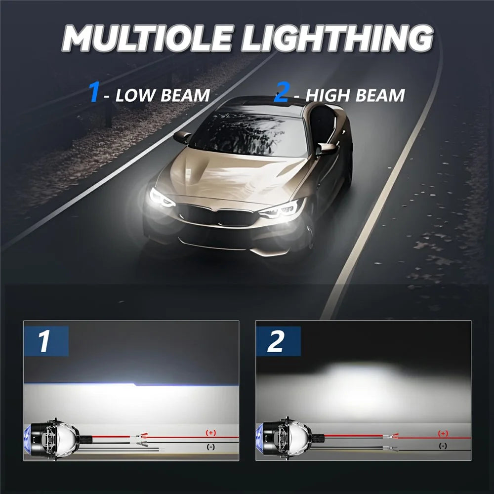 T02 1Pc 2.5 Inch Blue Film Lens Glare Free High Brightness Spotlight High Low Beam Car Headlight - 5