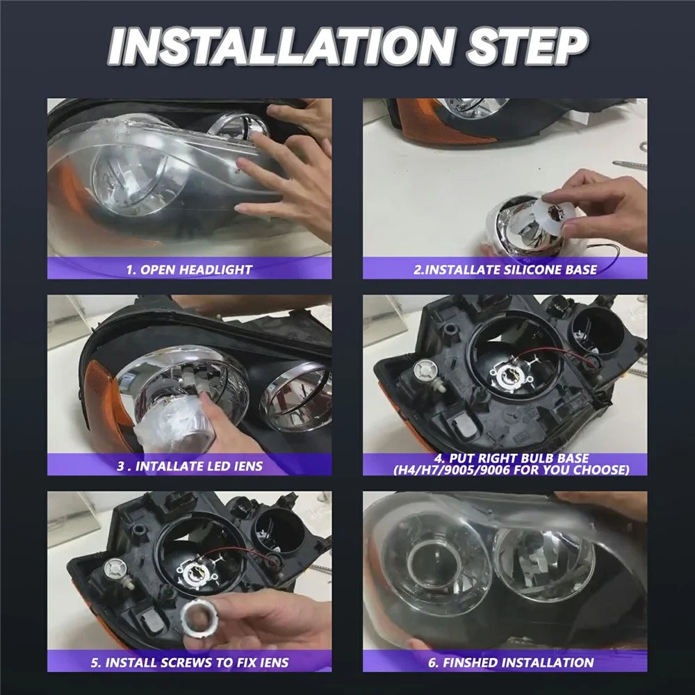 T02 1Pc 2.5 Inch Blue Film Lens Glare Free High Brightness Spotlight High Low Beam Car Headlight - 6