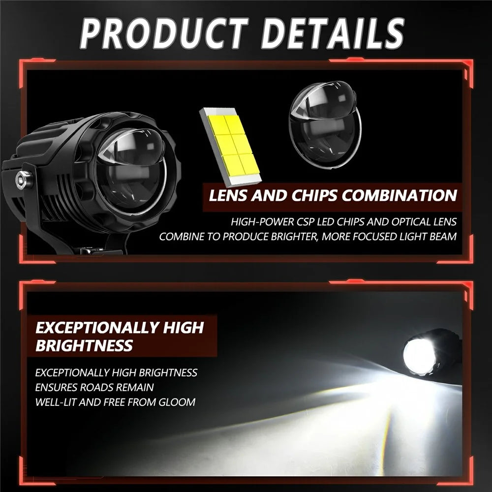 S9 1Pc 50W Dual Lens Motorcycle Spotlight Aluminum Alloy Housing High Low Beam LED Auxiliary Light - 5