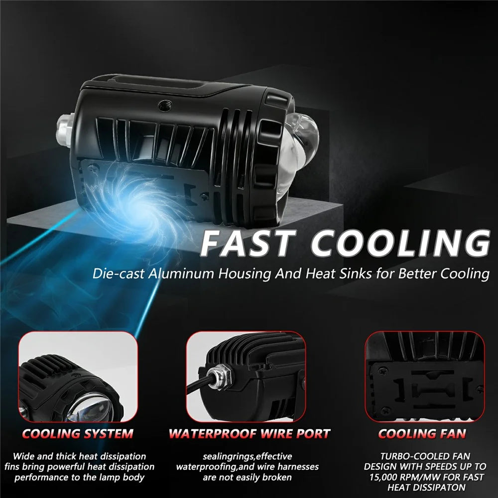 S9 1Pc 50W Dual Lens Motorcycle Spotlight Aluminum Alloy Housing High Low Beam LED Auxiliary Light - 6