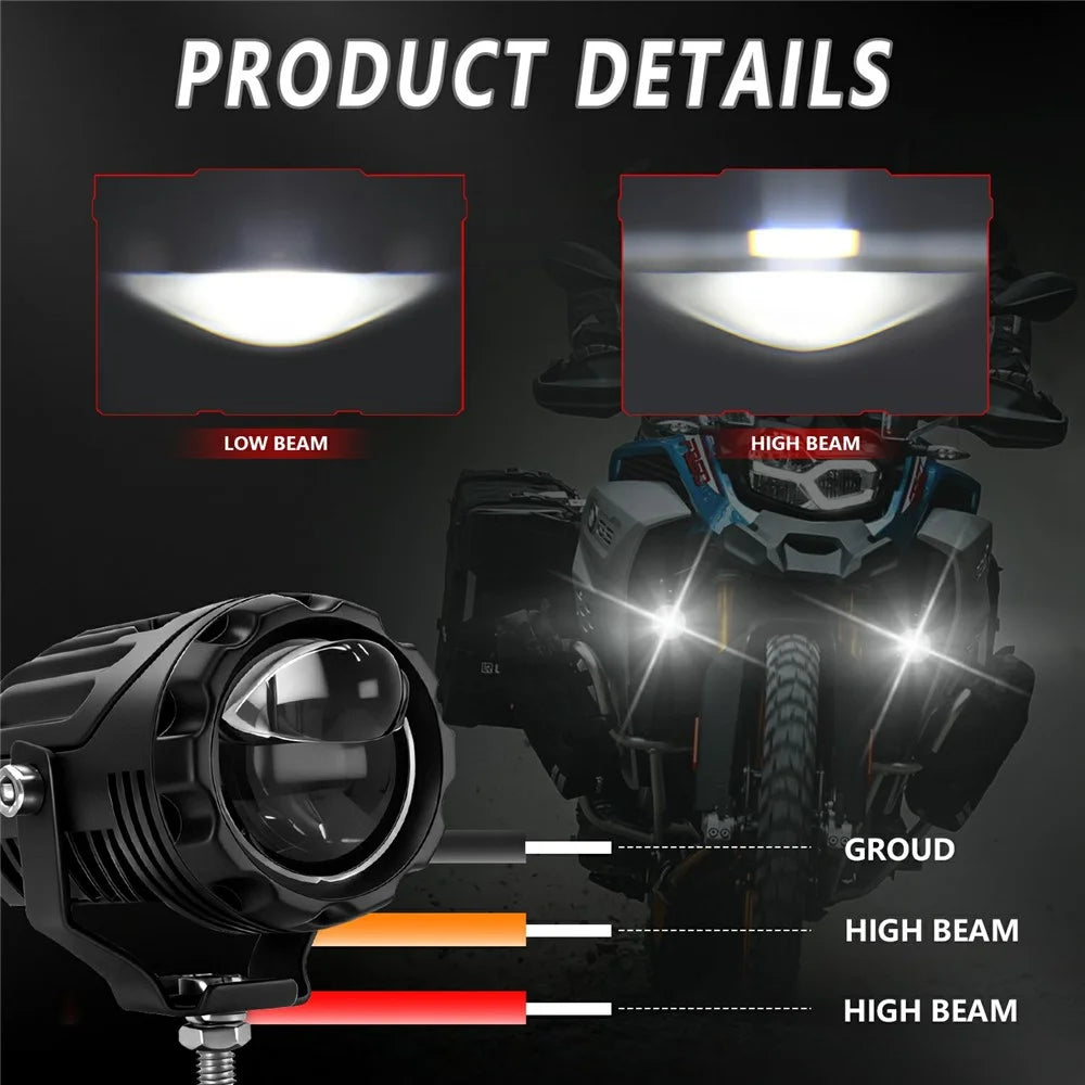S9 1Pc 50W Dual Lens Motorcycle Spotlight Aluminum Alloy Housing High Low Beam LED Auxiliary Light - 7