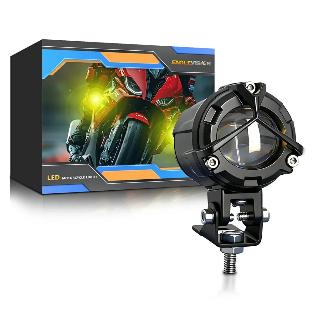 S8 1Pc 20W Motorcycle Spotlight Dual Color Temperature LED Auxiliary Lamp IP68 Waterproof - 1