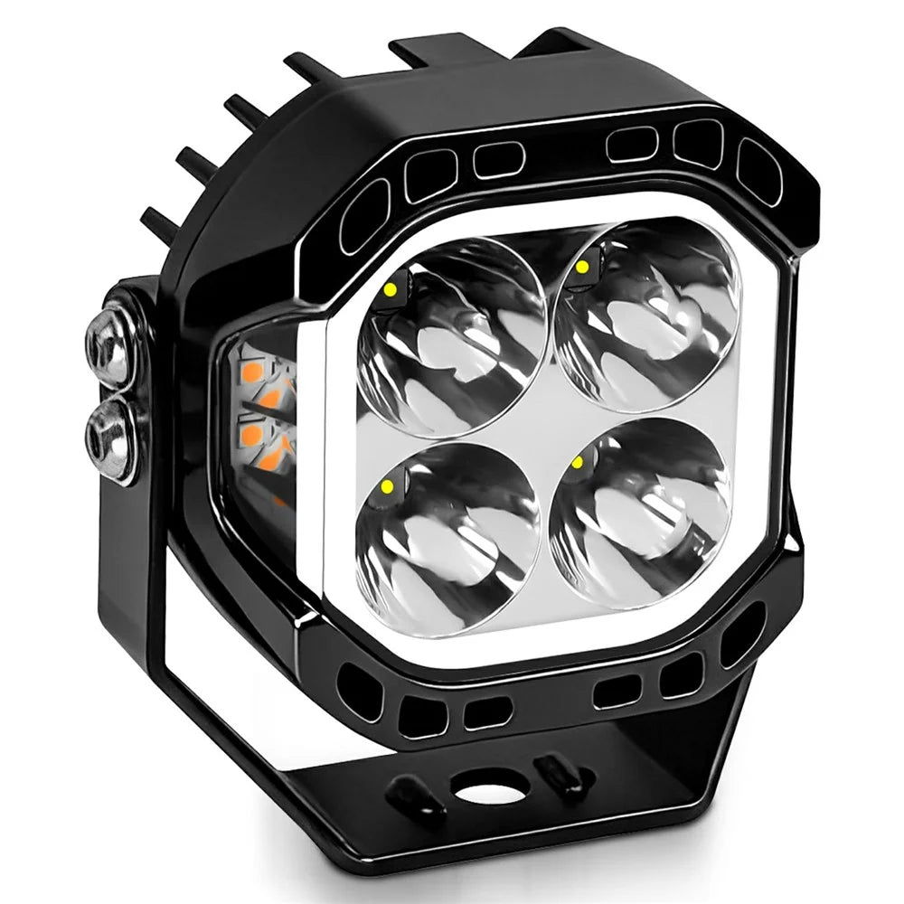E8 1Pc 40W LED Off-Road Spotlight IP68 Waterproof Aviation Grade Aluminum Alloy Angel Eyes Car Flood Lamp - 1