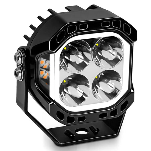 E8 1Pc 40W LED Off-Road Spotlight IP68 Waterproof Aviation Grade Aluminum Alloy Angel Eyes Car Flood Lamp - 1
