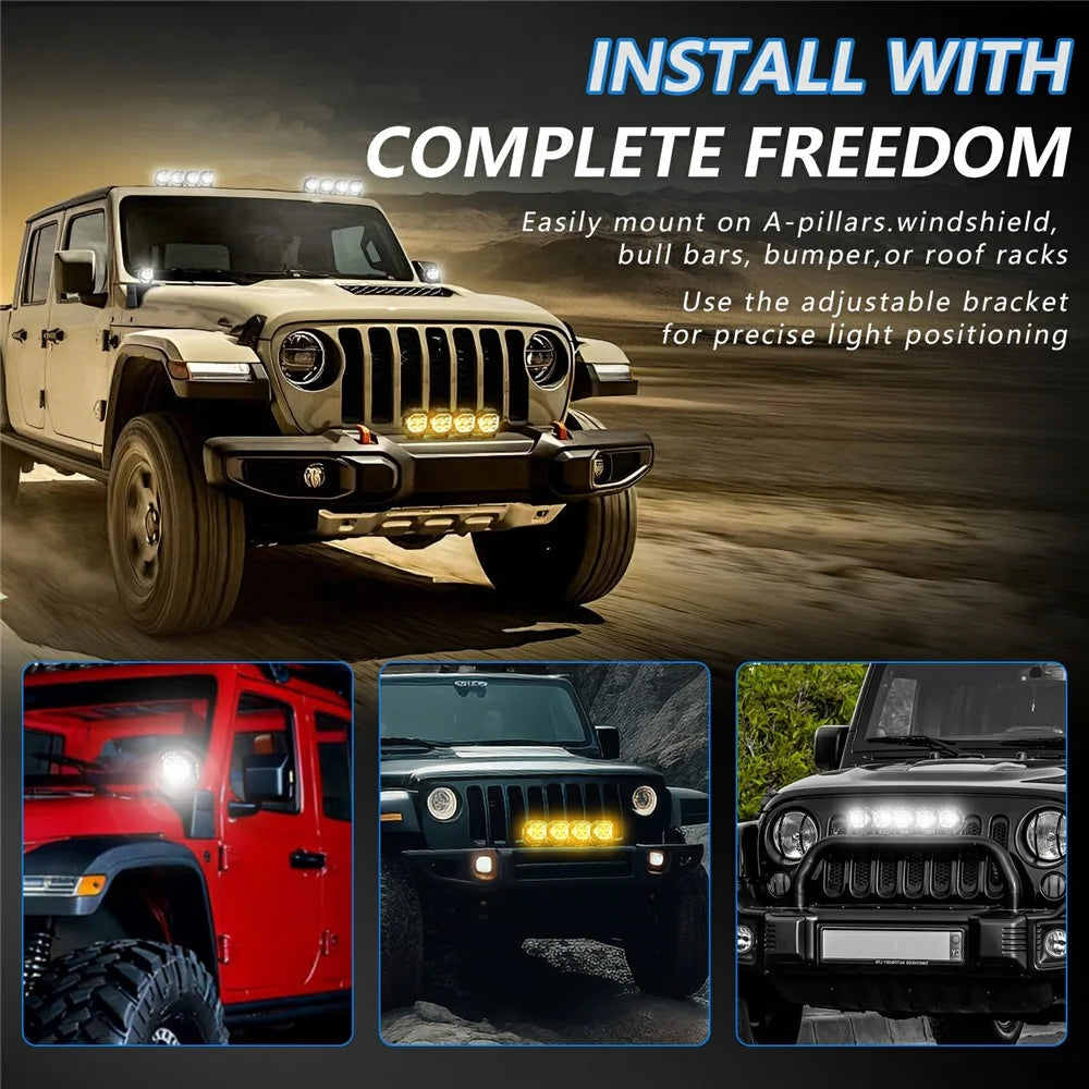 E8 1Pc 40W LED Off-Road Spotlight IP68 Waterproof Aviation Grade Aluminum Alloy Angel Eyes Car Flood Lamp - 5