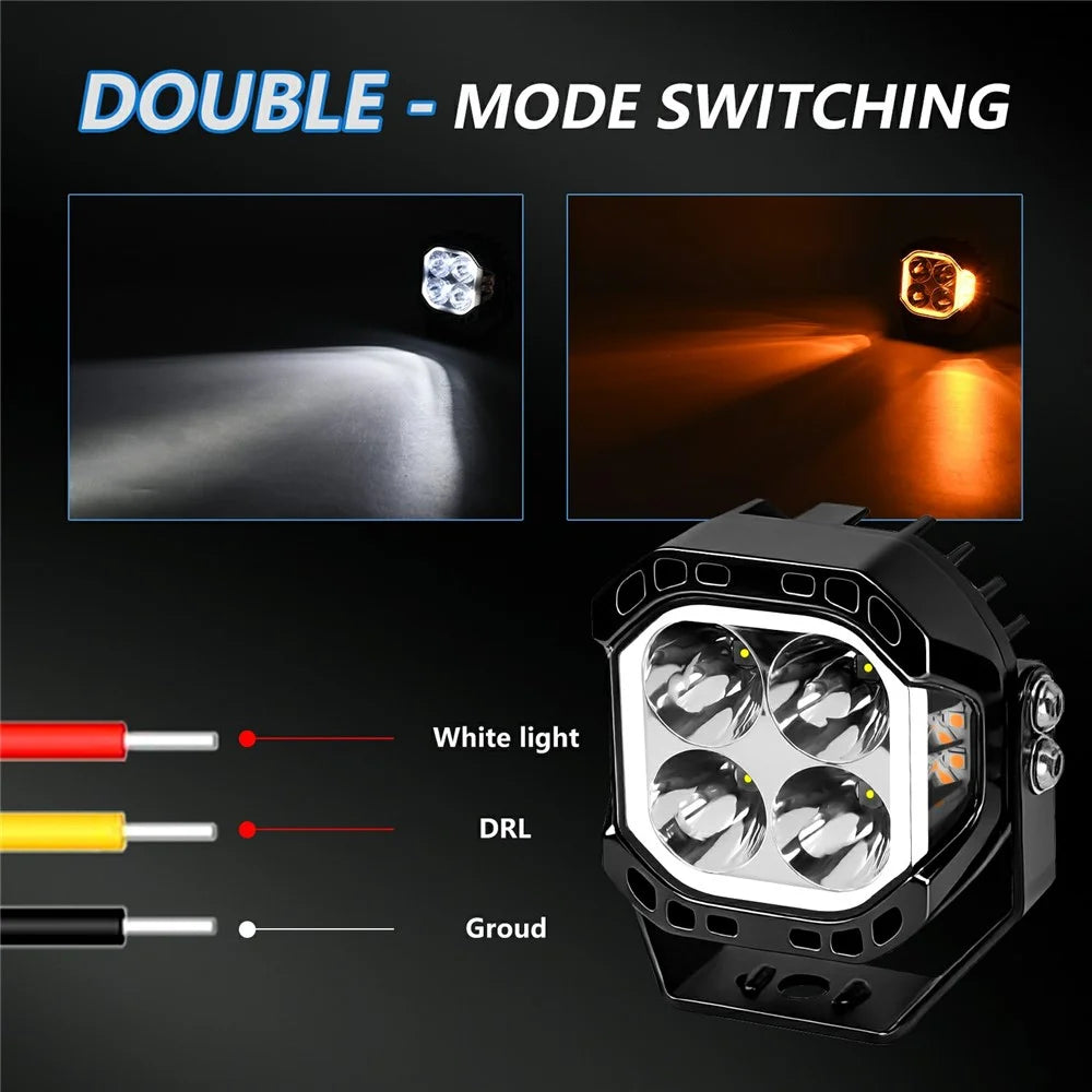 E8 1Pc 40W LED Off-Road Spotlight IP68 Waterproof Aviation Grade Aluminum Alloy Angel Eyes Car Flood Lamp - 6