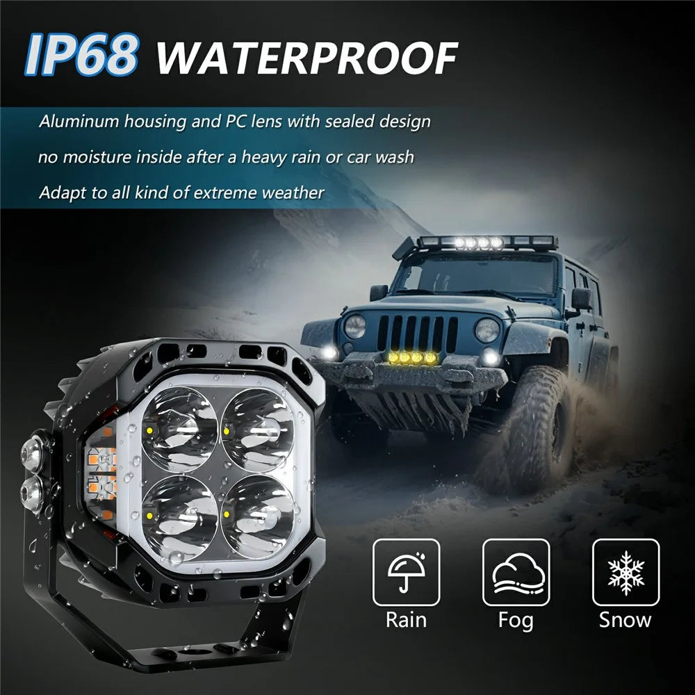 E8 1Pc 40W LED Off-Road Spotlight IP68 Waterproof Aviation Grade Aluminum Alloy Angel Eyes Car Flood Lamp - 7
