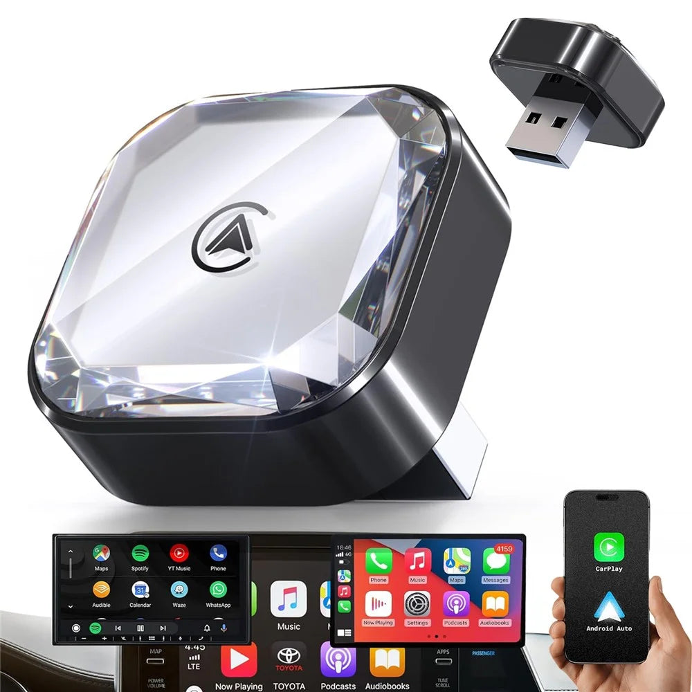 2 in 1 Wireless CarPlay and Android Auto Adapter Wired to Wireless Converter Built-in Wired Car Play / Android Auto - 1