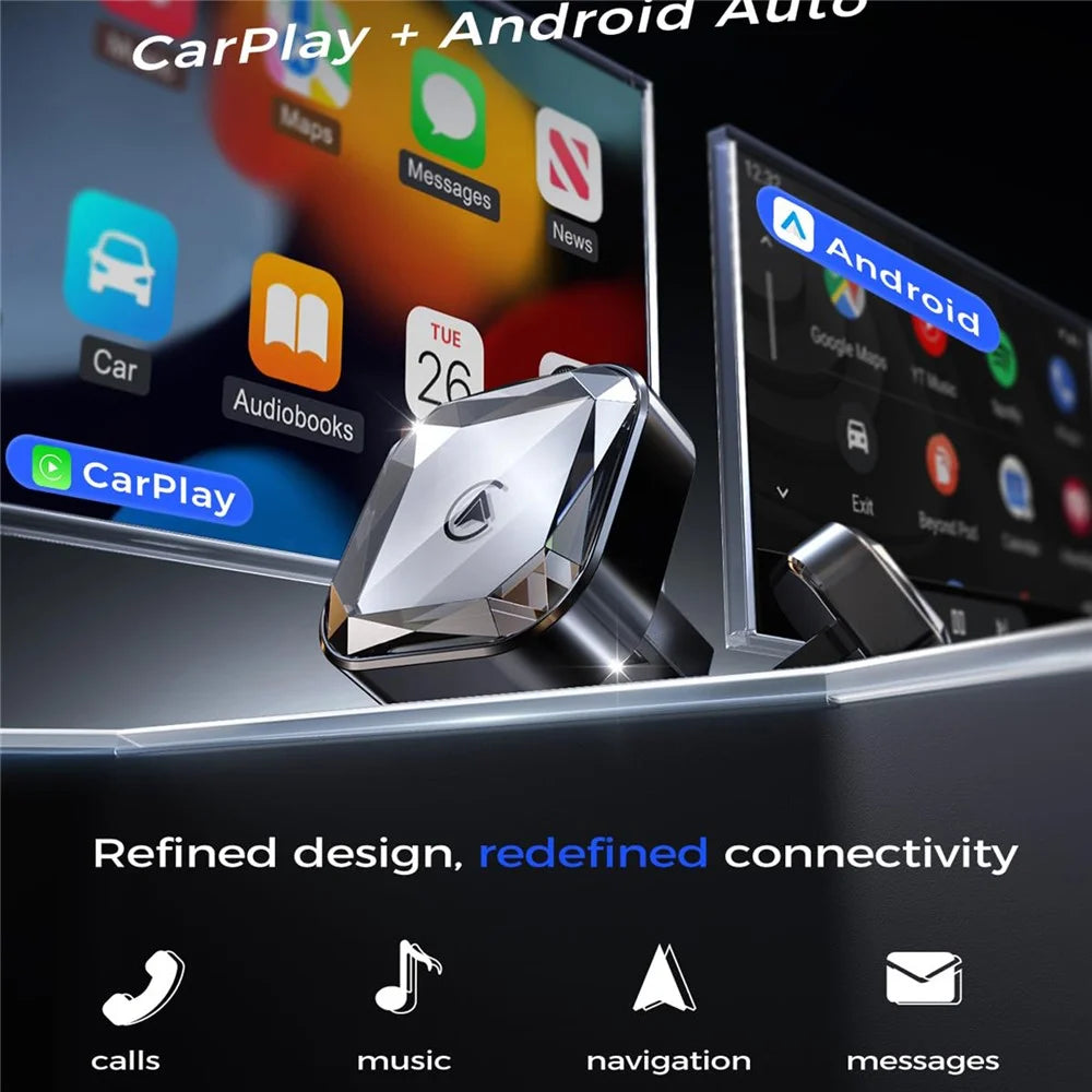 2 in 1 Wireless CarPlay and Android Auto Adapter Wired to Wireless Converter Built-in Wired Car Play / Android Auto - 3