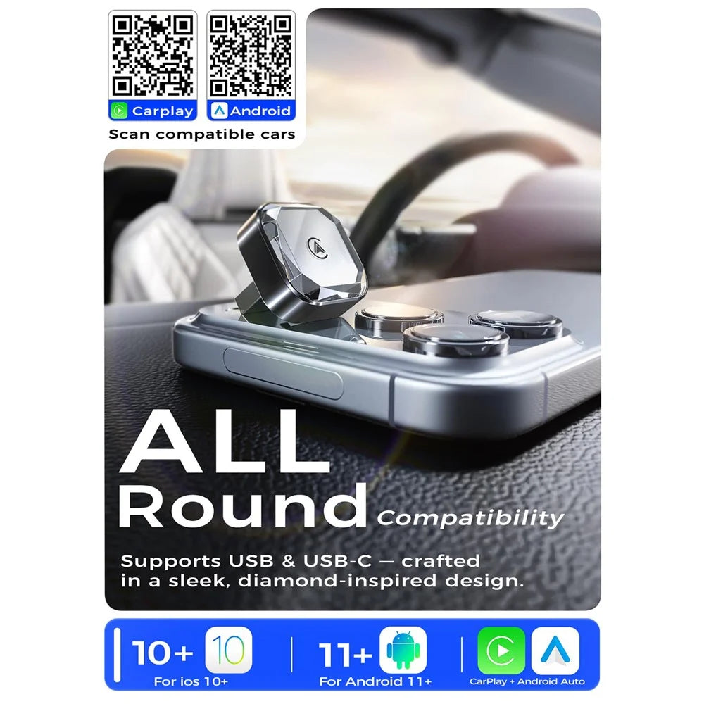 2 in 1 Wireless CarPlay and Android Auto Adapter Wired to Wireless Converter Built-in Wired Car Play / Android Auto - 5