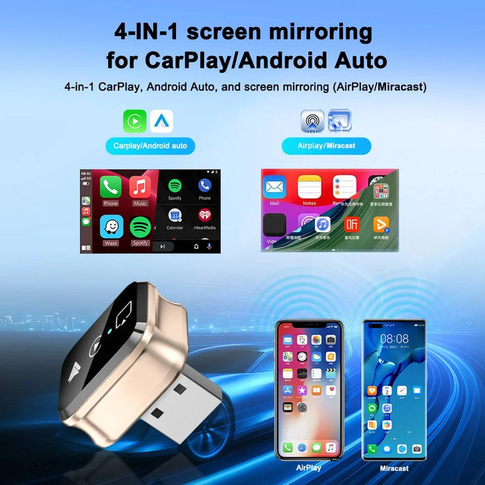 M70 4 in 1 Smart Screen Mirroring Adapter Car Play  /  Android Auto Wired to Wireless Converter for AirPlay  /  Miracast - 3
