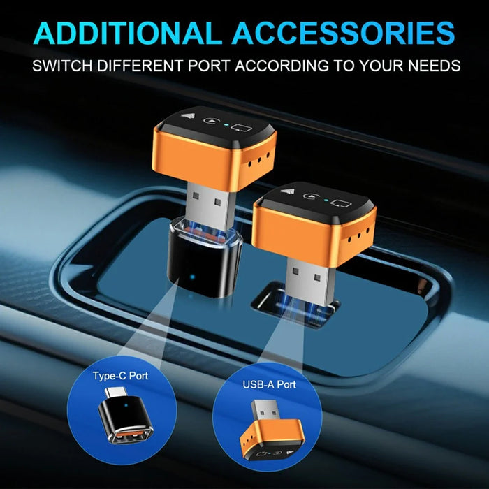 M71 4 in 1 Smart Screen Mirroring Adapter AirPlay  /  Miracast for Vehicles Car Play  /  Android Auto Wired to Wireless Converter - Orange - 7