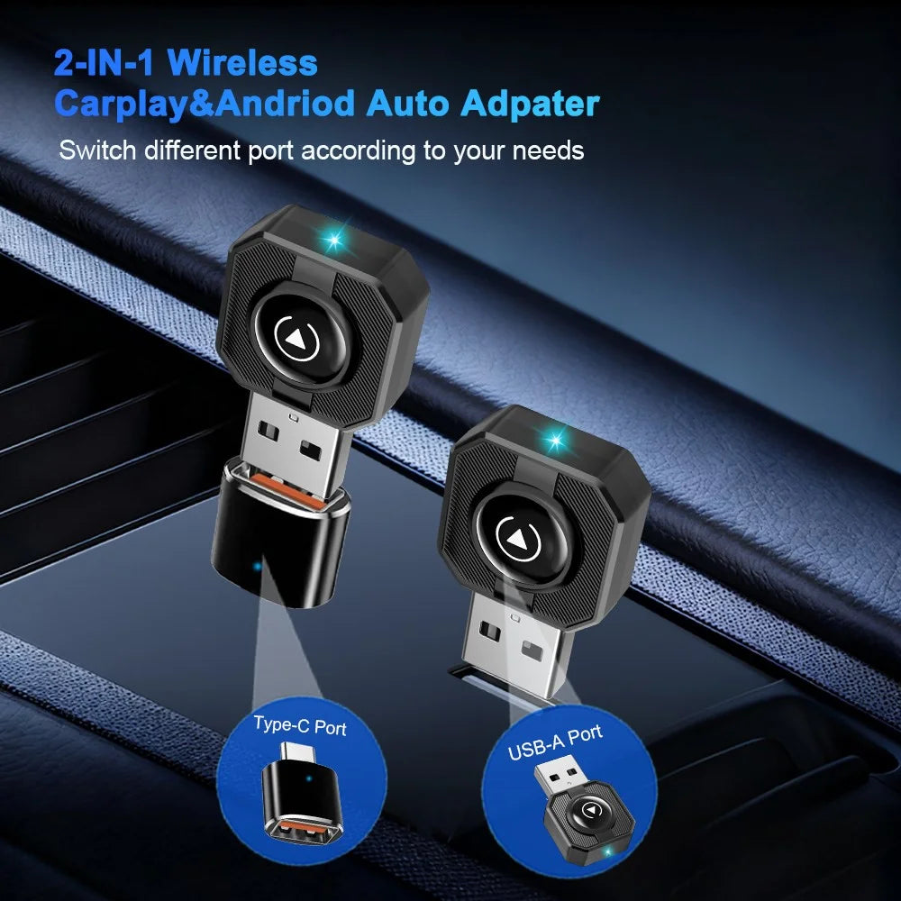 M32 2 in 1 AI Box Wireless Car Adapter for Car Play / Android Auto Vehicles Wired to Wireless Converter - Black - 5