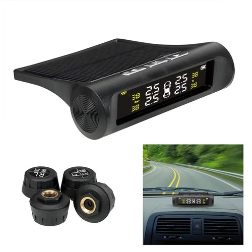 T26 Solar Powered TPMS Buzzer Alert Tire Pressure Monitoring System with 4 External Sensors, Basic Version - 1