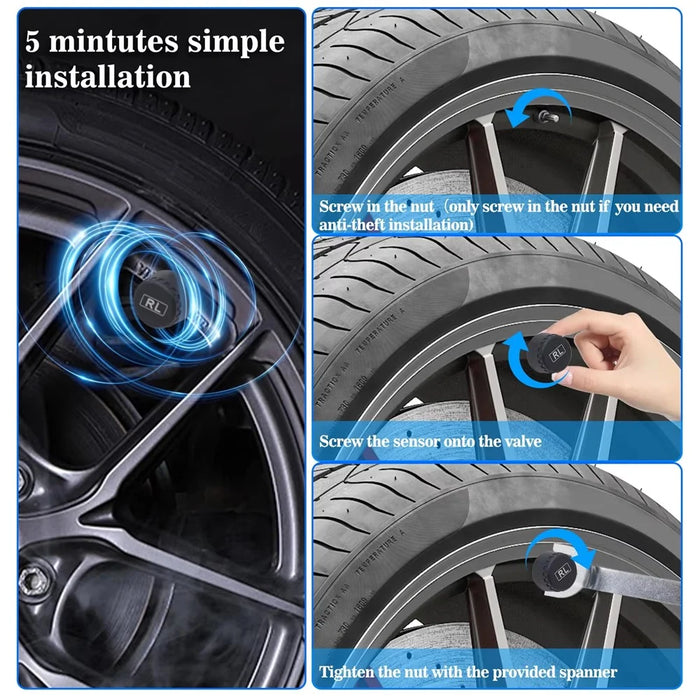 T26 Solar Powered TPMS Buzzer Alert Tire Pressure Monitoring System with 4 External Sensors, Basic Version - 2
